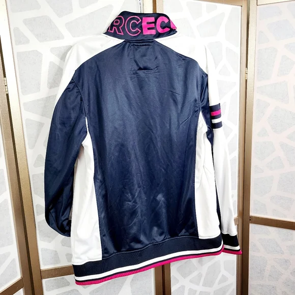 Marc Ecko Cut & Sew Track Jacket | Navy Blue, Pink, White| Size Large - Picture 4 of 6